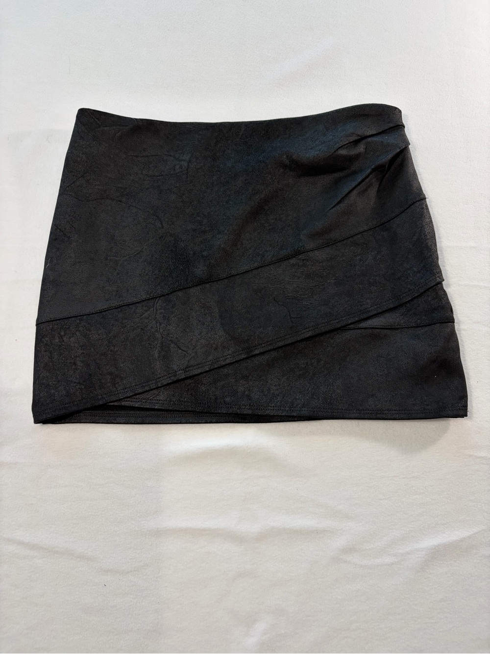 Free People Women’s Black Faux Leather/Suede Mini Skirt